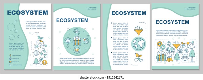 Ecosystem brochure template. Flyer, booklet, leaflet print, cover design with linear illustrations. Environmental conservation. Vector page layouts for magazines, annual reports, advertising posters