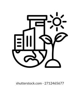 Ilustración vectorial de línea de iconos de construcción de ecosistemas