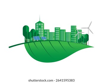 Ecosystem city and world environment day banner concept with slogan and day, event name in flat design style and vector design