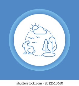 Icono del botón de color del ecosistema. La biodiversidad sostenible y el medio ambiente favorable a los animales.