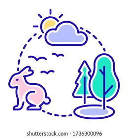 Ecosystem color line icon. Sustainable biodiversity and animal friendly environment. Isolated vector element. Outline pictogram for web page, mobile app, promo