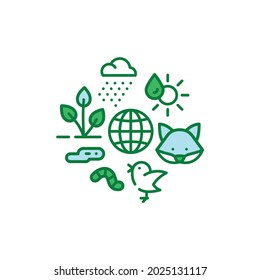 Ecosystem color line icon. Sustainable biodiversity and animal friendly environment. Sign for web page, app. UI UX GUI design element. Editable stroke