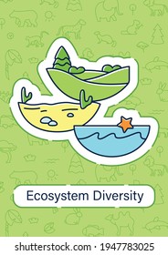 Ecosystem diversity brochure.Ecosystems variety, their nature and number template.Flyer,magazine,poster,booklet.Desert, underwater.Biodiversity infographic concept. Layout illustration page with icon