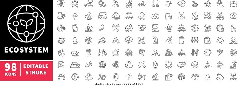 Ökosystem editierbare Liniensymbole gesetzt. lineare Umwelt- und Natursymbole
