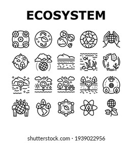 Ecosystem Environment Collection Icons Set Vector. Ecosystem And Ecology, Biodiversity And Life Cycle, Biosphere And Atmosphere Black Contour Illustrations - Shutterstock ID 1939022956