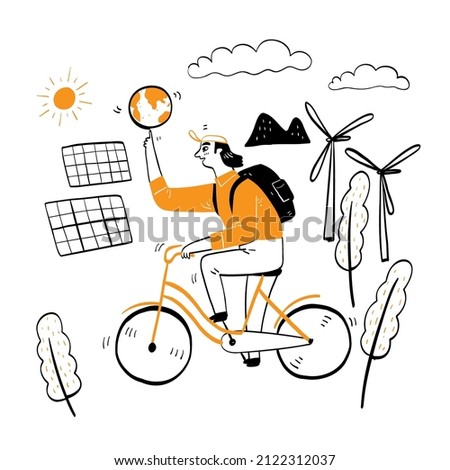 Ecosystem environment concept, Hand drawn vector Illustrations doodle style.
