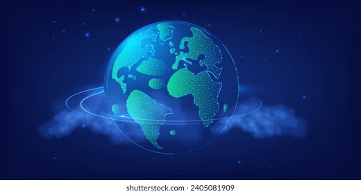 Ecosystem globe earth. Digital Globe Network Connection Concept Illustrating Global Communication and Technology