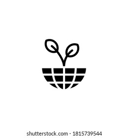 Ecosystem Icon in black flat glyph, filled style isolated on white background