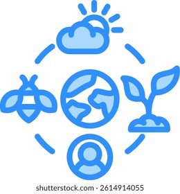 Ecosystem Icon Blue Color Vector Illustration