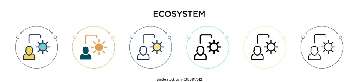 Ecosystem icon in filled, thin line, outline and stroke style. Vector illustration of two colored and black ecosystem vector icons designs can be used for mobile, ui, web