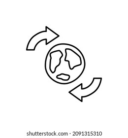 Ecosystem Icon in flat black line style, isolated on white background