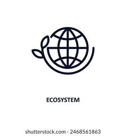 Ökosystem-Symbol. Dünne Linie Ökosystem-Symbol aus Menschen und Beziehung Kollektion. Vektorgrafik umreißen. Editierbares Ökosystemsymbol kann für Web und Mobilgeräte verwendet werden