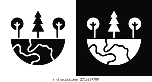 Estilo de fondo blanco y negro del icono del ecosistema