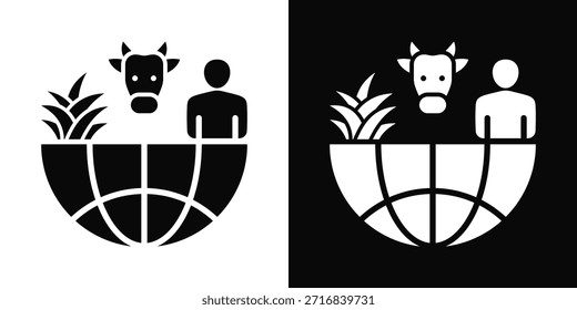 Ícone De Ecossistema Branco E Preto Estilo De Fundo