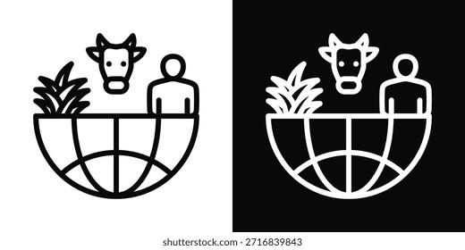 Ícone De Ecossistema Branco E Preto Estilo De Fundo
