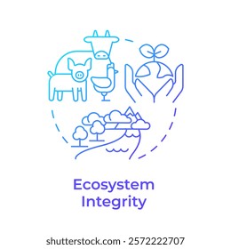 Ecosystem integrity blue gradient concept icon. Biodiversity measurement. Balance of natural processes. Round shape line illustration. Abstract idea. Graphic design. Easy to use in article