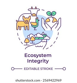 Ecosystem integrity multi color concept icon. Biodiversity measurement. Balance of natural processes. Round shape line illustration. Abstract idea. Graphic design. Easy to use in article