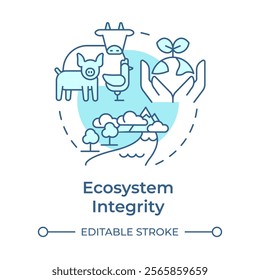 Ecosystem integrity soft blue concept icon. Biodiversity measurement. Balance of natural processes. Round shape line illustration. Abstract idea. Graphic design. Easy to use in article