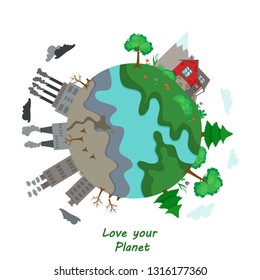 Ecosystem and pollution background. Vector illustration for your design
