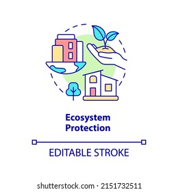 Ecosystem protection concept icon. Advantage of sustainable architecture abstract idea thin line illustration. Isolated outline drawing. Editable stroke. Arial, Myriad Pro-Bold fonts used