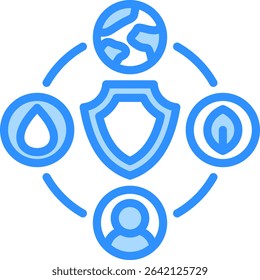 Ecosystem Protection Icon Blue Color Vector Illustration