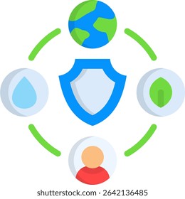 Ecosystem Protection Icon Flat Vector Illustration