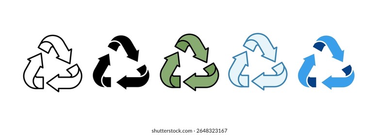 Conjunto de ícones de reciclagem do ecossistema Coleção de estilos múltiplos