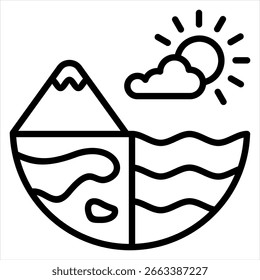 Ecosystem Single Icon Outline Illustration