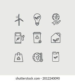 ecosystem vector icon set power energy environment recycle