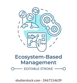 Ecosystem-based management soft blue concept icon. Ecology preservation, aquatic resources. Round shape line illustration. Abstract idea. Graphic design. Easy to use in infographic, presentation