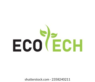 Ecotech letter logo design elements symbols