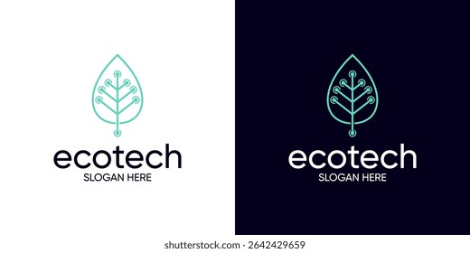 ecotech logo design. this logo is combination form leaf 