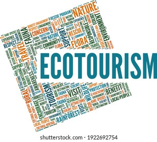Ecotourism vector illustration word cloud isolated on a white background.