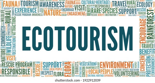 Ecotourism vector illustration word cloud isolated on a white background.