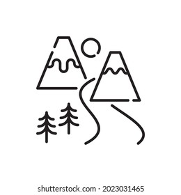 Ecotourism vector outline icon style illustration. EPS 10 file