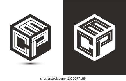 ECP letter logo design with illustrator cube logo, vector logo modern alphabet font overlap style. Premium Business logo icon. White color on black background