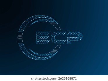 Diseño de Vector de logotipo de letra polivinílica baja ECP. Diseño de logotipo de poliéster inferior ECP. Logotipo de poliéster bajo.
