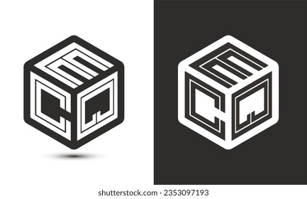 ECQ letter logo design with illustrator cube logo, vector logo modern alphabet font overlap style. Premium Business logo icon. White color on black background