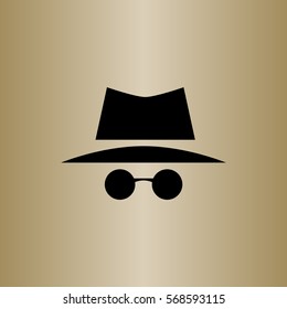 ecret agent icon in a hat and glasses