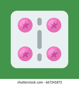 Ecstasy pill. Isolated on green. Cartoon style. Vector illustration.