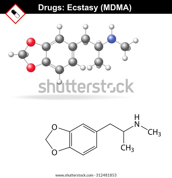 Ecstasy Recreational Drug Structure Mdma Chemical Stock Vektorgrafik Lizenzfrei