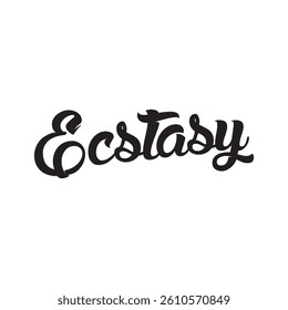 Ecstasy text on white background.
