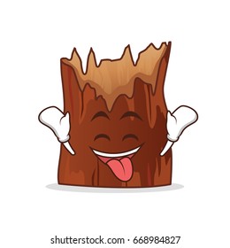 Ecstatic broken tree cartoon character vector illustration