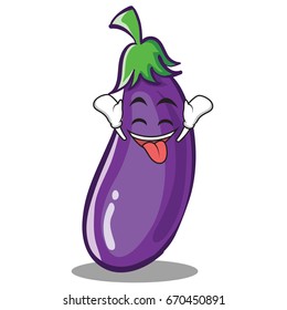Ecstatic eggplant character cartoon style vector illustration