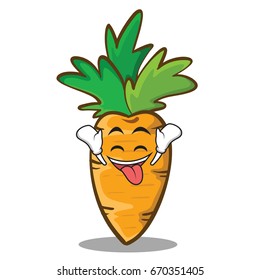 Ecstatic face carrot character cartoon style vector illustration