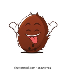 Ecstatic face coconut cartoon character vector illustration