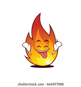 Ecstatic fire character cartoon style vector illustration