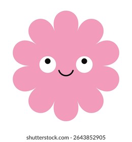 Ecstatic flower icon with colorful petals and expressive face. Abstract floral emoji with cartoon appeal.