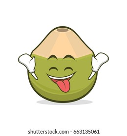 Ecstatic green coconut cartoon character vector illustration