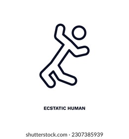 ecstatic human icon. Thin line ecstatic human icon from feeling and reaction collection. Outline vector isolated on white background. Editable ecstatic human symbol can be used web and mobile